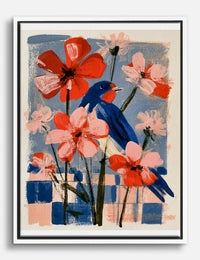 Swallow in Bloom Canvas Print White