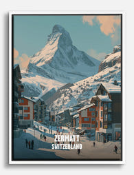 Zermatt Alpine Escape Canvas Print White