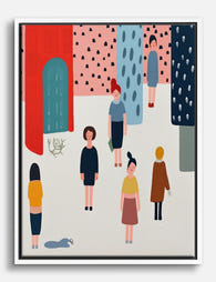 City Strolls in Color Canvas Print White