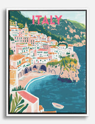 Amalfi Coast Escape Canvas Print White