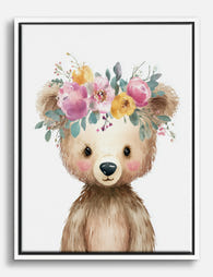 Bear Blossom Portrait Canvas Print White