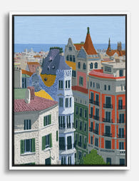 Gaudí Dreams in Barcelona Canvas Print White