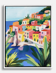 Vibrant Italian Coastline Canvas Print White