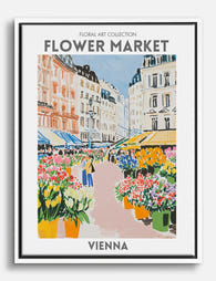 Vienna Flower Market Canvas Print White