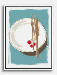Minimalist Table Setting Canvas Print White