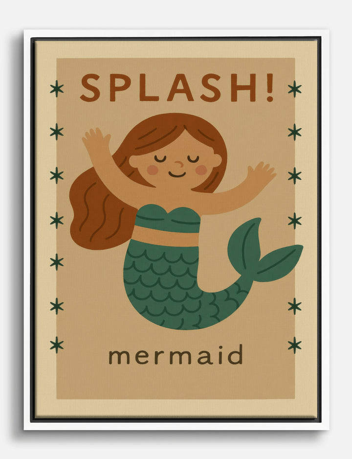 Splashy Mermaid Joy Canvas Print White