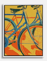 Retro City Bikes Canvas Print White