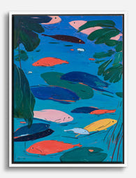 Colorful Pond Life Canvas Print White
