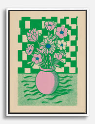 Graphic Floral Vase Pop Canvas Print White