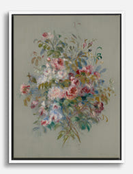Renoir Rose Bouquet Canvas Print White