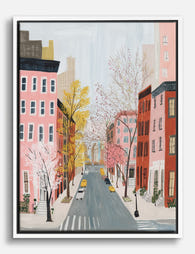 Pastel City Morning Canvas Print White
