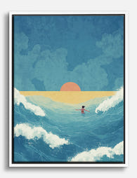Ocean Sunrise Swim Canvas Print White