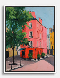 Parisian Corner Fauvist Canvas Print White