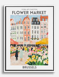 Brussels Flower Scene Canvas Print White