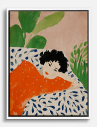 Relaxed Muse in Orange Canvas Print White