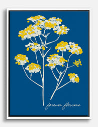 Forever Blooms on Blue Canvas Print White