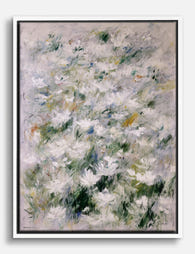 Whispering Meadow Blooms Canvas Print White