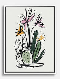 Playful Botanical Sketch Canvas Print - White