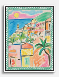 Vibrant Coastal Scene Canvas Print White