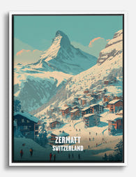 Zermatt Mountain Escape Canvas Print White