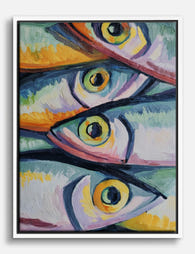Vibrant Sardine Stack Canvas Print - White