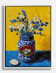 Blue Blossom Jar Canvas Print White