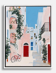 Sunlit Italian Alleyway Canvas Print White