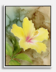 Sunlit Yellow Hibiscus Canvas Print - White