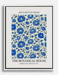 Blue Floral Heritage Canvas Print White