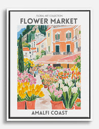 Amalfi Coast Floral Scene Canvas Print White