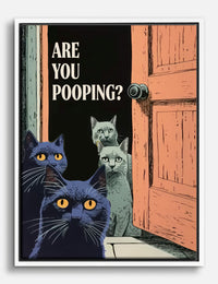 Curious Cat Trio Canvas Print White