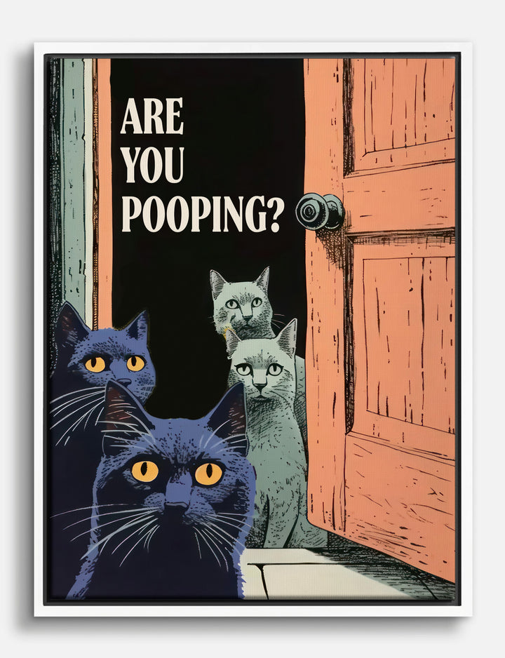 Curious Cat Trio Canvas Print White
