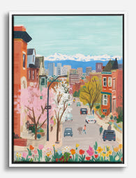 Spring in the City Canvas Print White