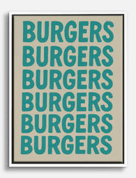 Bold Burgers Typography Canvas Print White