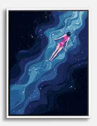 Midnight Swim Serenity Canvas Print White