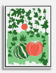 Watermelon & Tomato Vines Canvas Print White