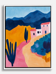 Vibrant Italian Hillside Canvas Print White