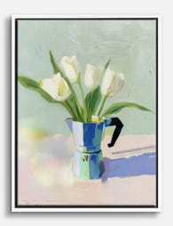 Tulips in Morning Light Canvas Print White