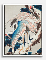 Cranes in Snow by Hokusai Canvas Print White
