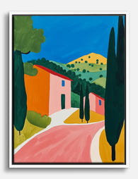 Italian Hillside Retreat Canvas Print White