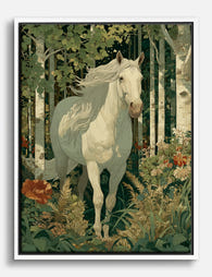 Enchanted Forest Horse Canvas Print White