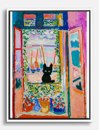 Matisse’s Open Window Cat Canvas Print White