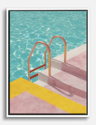 Pastel Poolside Bliss Canvas Print White