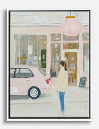 City Stroll in Pastel Canvas Print White