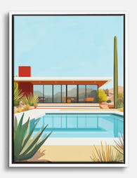 Modern Desert Oasis Canvas Print White