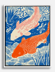 Tranquil Koi Duo Canvas Print White