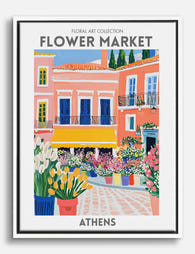 Athens Flower Market Vibes Canvas Print White