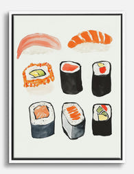 Playful Sushi Medley Canvas Print White