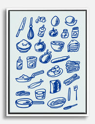 Blue Kitchen Essentials Canvas Print White