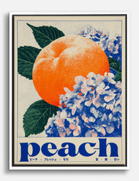 Retro Peach Botanical Canvas Print White